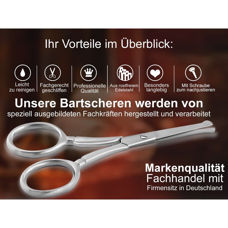 Curved Hair Mustache Scissors Beard Scissors – 9 Cm – Stainless Steel – Straight Cut Top