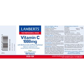 Lamberts Vitamin C 1000mg – with 150mg Bioflavonoids & 100mg Rose HIPS – Immune Support – 120 Tablets