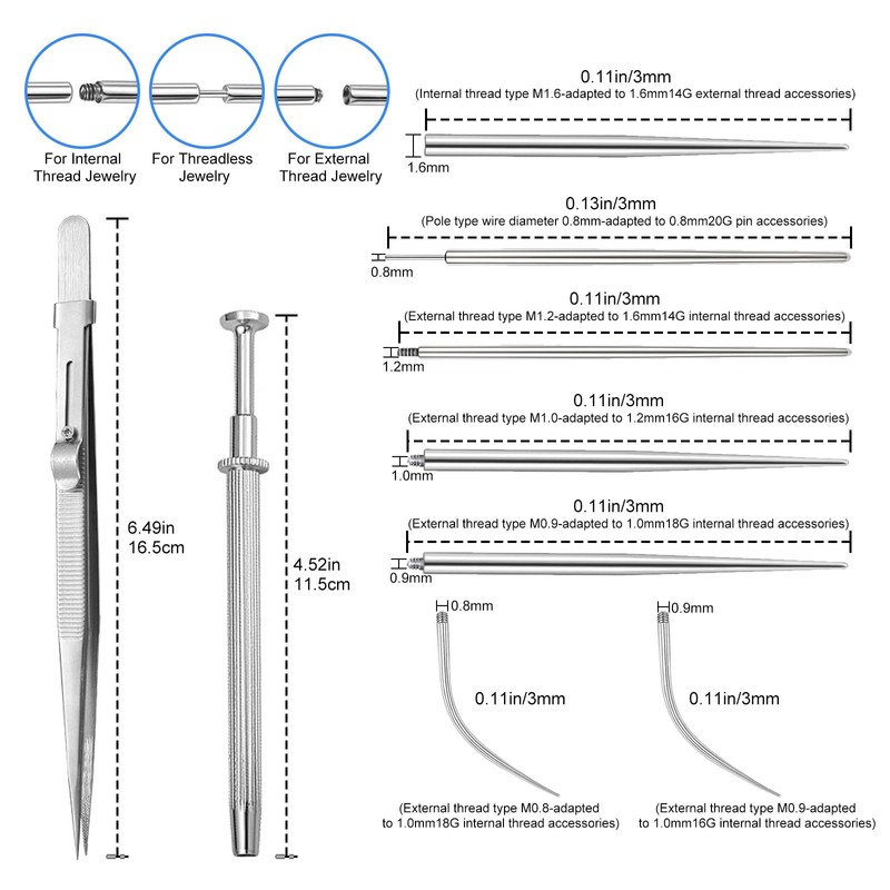 FunnAura 9 Pcs Piercing Ball Grabber Taper Changing Tool Set