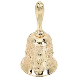Vaguelly Hand Bell Call Bell Brass Wedding Bell Temple Bell Alarm Bell Decorative Bell Restaurant Decorative Craft for Kids Adults School Church Bar Classroom, Golden
