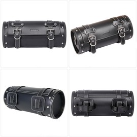 Motorcycle PVC Leather Tool Bag, Universal Fork Bag, Motorcycle Handlebar Bag, Motorcycle Tool Bag, Motorcycle Roll Bag, Saddle Bag, Sissy Bar Storage Tool Bag with 2 Straps
