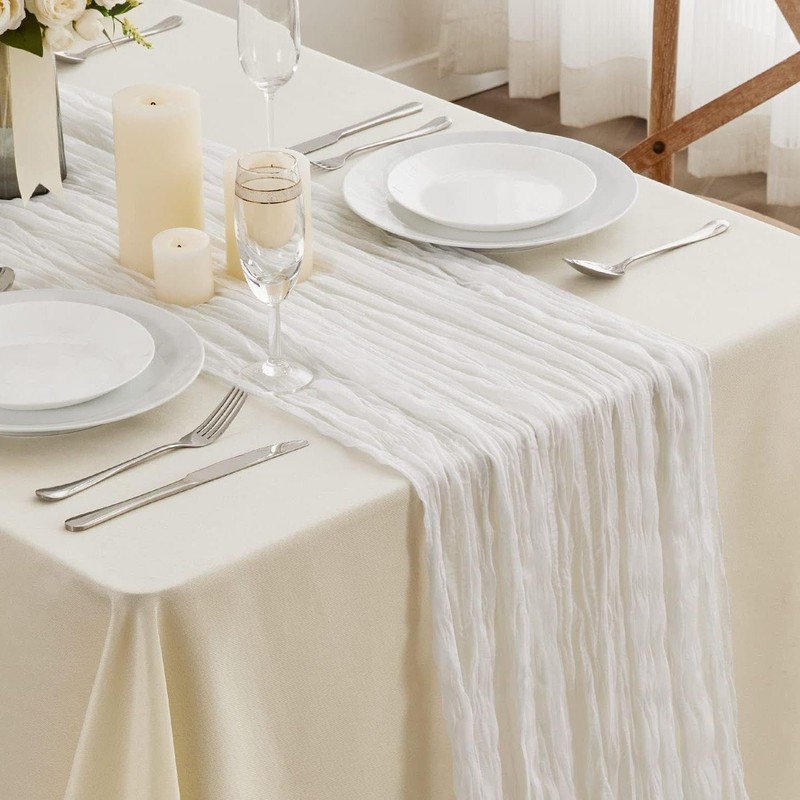 EOWVISN 1Pc Wrinkled Tablecloth, 4Pcs Tablecloth Clip, Muslin Tablecloth, Cheesecloth