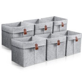 6Pcs Storage Cubes Felt Fabric Cube Storage Bins 9 x 9 x 10inch Collapsible Storage Bins with Hanging Ring 12L Foldable Cube Baskets Nursery Cubby Storage Baskets Box for Clothes Books Shoes