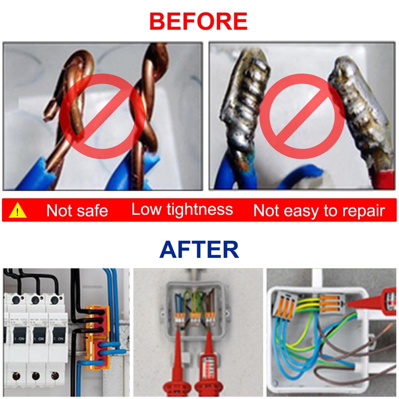 110PCS Compact Wire Connectors,Electrical Connector Blocks, 55pcs Clamp 2-Port/45pcs Clamp