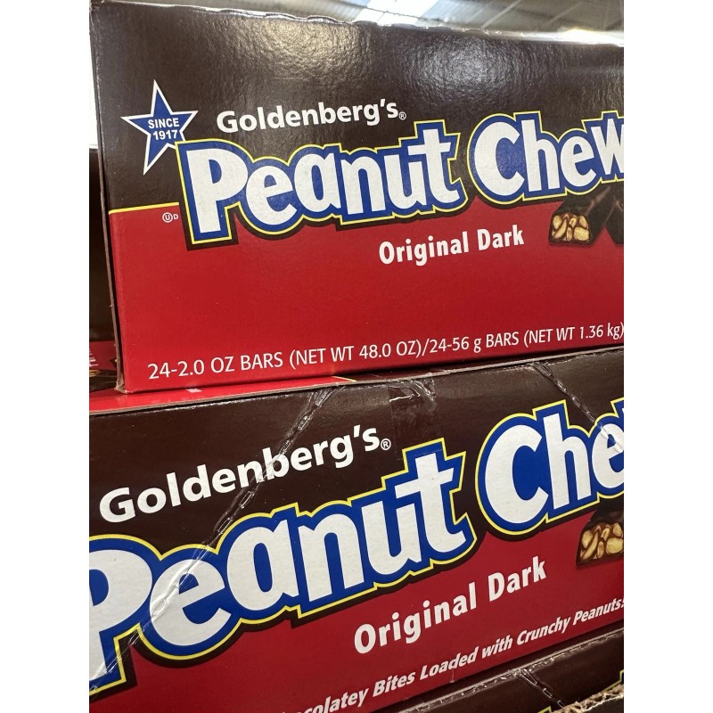 Just Born Goldenberg’s Peanut Chews Original Dark Candy Bars, 2