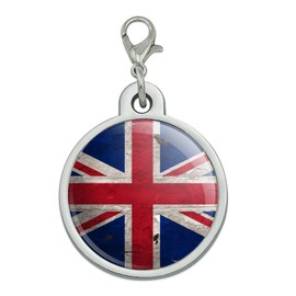 GRAPHICS & MORE Rustic Distressed United Kingdom British Flag Chrome Plated Metal Pet Dog Cat ID Tag