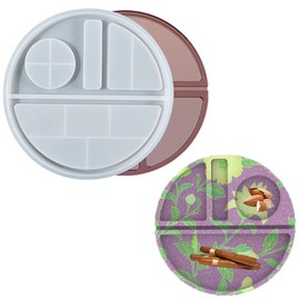 iSuperb Rolling Tray Resin Mold Makeup Storage Tray Cosmetic Epoxy Casting Mold Round Silicone Mold for DIY Jewelry Storage Tea Tray Serving Board Making