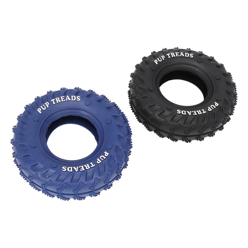 2Pcs Blue Black Rubber Tire Dog Chew Toy Safe Tire