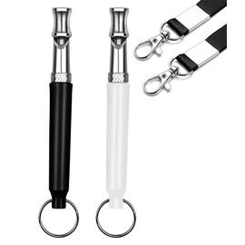 Petiddy 2 Pack Dog Whistle, Dog Whistle to Stop Barking Neighbors Dog, Adjustable Ultrasonic Silent Dog Whistle, Professional Recall Dog Training Whistles with Lanyard (Black+White)