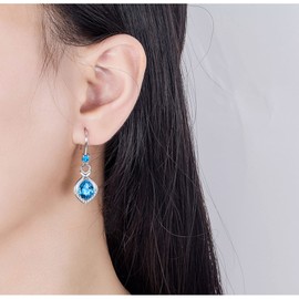 Earrings for Women, Silver Drop Dangle Earrings with Cubic Zirconia│Teardrop Heart Dangly Hypoallergenic Earrings for Sensitive Ears│Jewellery Birthday Christmas