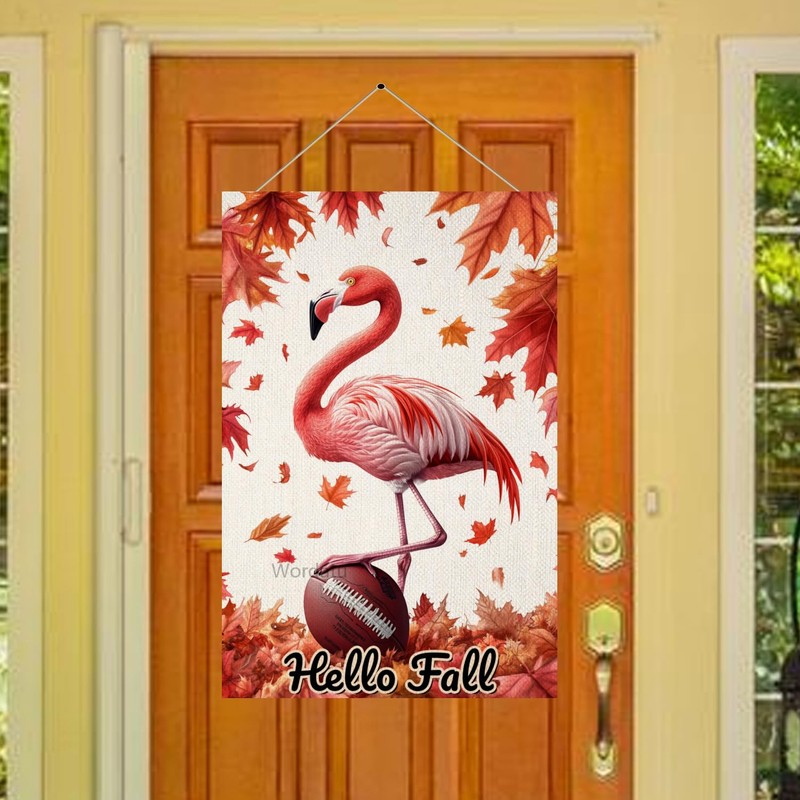 Welcome Fall Flamingo Football Garden Flag For Outside 12x18 Double