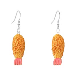 JDONL Simulated Food Earrings for Women Resin Creative Fried Chicken Leg Wing French Fries Shrimp Tail Drop Dangle Earrings Statement Jewelry (Fried Shrimp Tail)