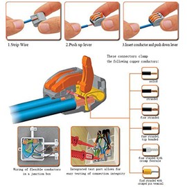 Wire Connectors Compact Lever Wire Connectors Fast Connection Terminal 28-12 AWG PCT-214 4 Conductor(50 Pack)