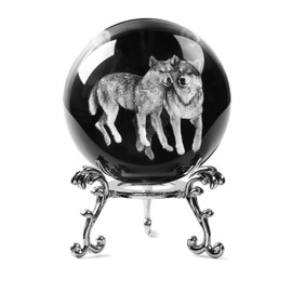 vskikris 60mm Wolf Crystal Ball - Glass Ball Figurines Decorative Presents with Stand - Paperweight Crystal Display Sculpture Home Decor for Girlfriend, Wife, Mom, Lover