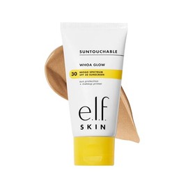 SKIN Suntouchable Whoa Glow SPF 30, protector solar y prebase de maquillaje para un acabado resplandeciente, elaborado con ácido hialurónico, vegano  