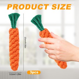 YEWCEP Pack of 3 Puppy Chew Toy, Dog Toy, Carrot, Chew Toy for Puppies, Braided Rope Toy Dog for Interactive, Dog Toy, Small Dogs for Small, Medium Puppies