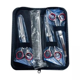 동물 티닝세트 셀프앞머리 털다듬기 헤어컷팅가위 가축 Animal Grooming Set Self Pet Hair Cutting Scissors [Black (Red)]