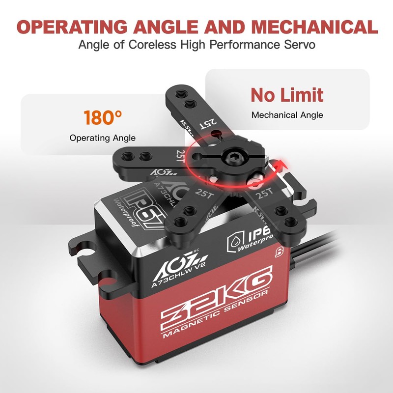 AGFRC 32KG IP67-Waterproof RC-Servo High-Torque - Full Metal Gear Coreless