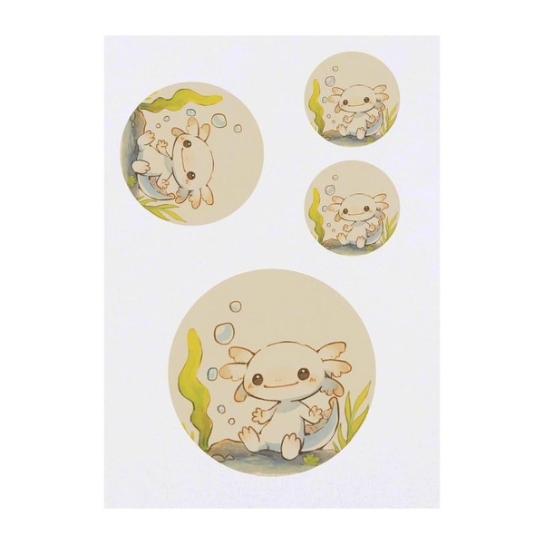 4 x 'Cute Axolotl Sitting Underwater' Temporary Tattoos - Water