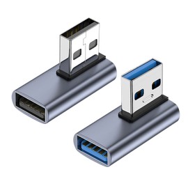AreMe Adaptador USB 3.1 de 90 grados, paquete de 2 unidades, convertidor USB A macho a hembra en ángulo izquierdo y recto para PC, portátil, cargador USB A, banco de energía y más