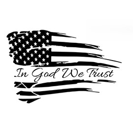 Darknalia Press - in GOD WE Trust Distressed USA Flag [Vinyl car Window Decal] (Black)