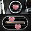 4PCS Heart-Shaped Car Vent Clips with Rhinestone, Automotive Air Fresheners