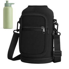Water Bottle Carrier with Strap & Pocket Zippered Dual Layer Water Bottle Bag for 64oz Bottles Insulated Sling for Outdoor Camping Travel Sling Holder, 1pc, 1Pc