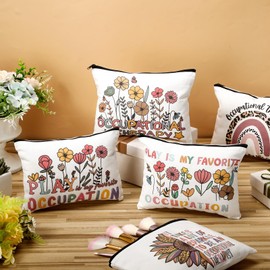 Kacctyen 10 Pcs Occupational Therapy Appreciation Gifts Makeup Bag OT Month Cosmetic Canvas Bags Travel Organizer for Occupational Therapy Month Party Favors Supplies