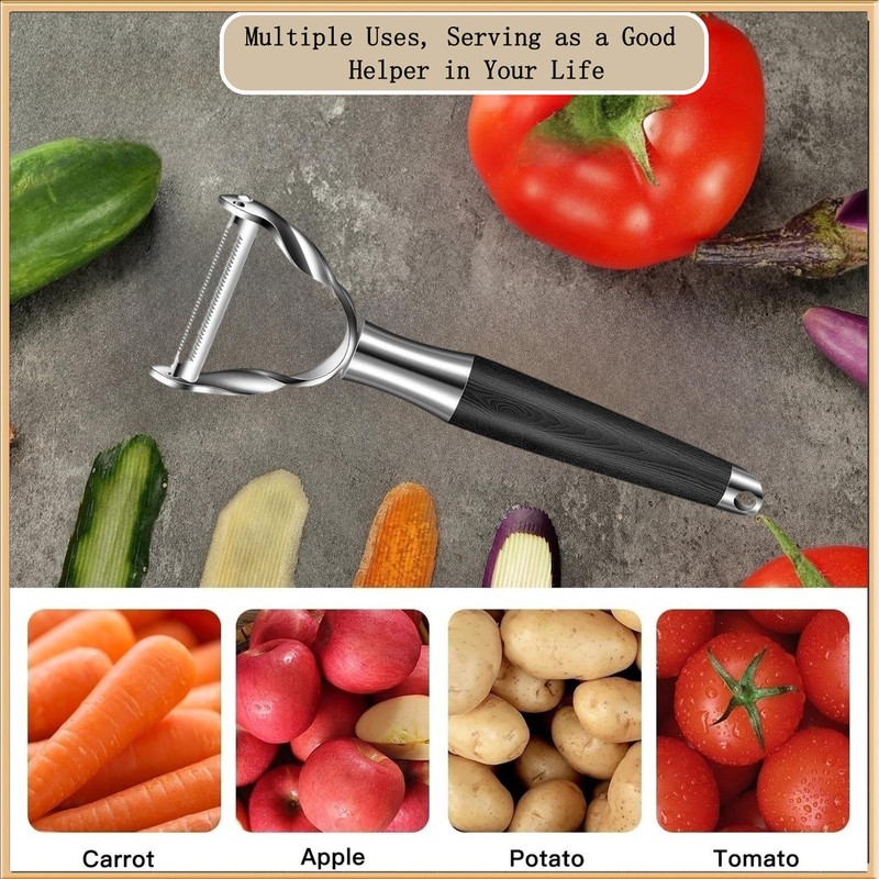 ANMIOU Serrated Fruit and Vegetable Peeler, Stainless Steel Blade, Ergonomic