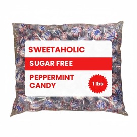 Sweetaholic Sugar Free Starlight Peppermint Candy | 1 Pound (90 Pcs Approx) | Individually Wrapped | Bulk Hard Candy | Low Calories | Best for Parties
