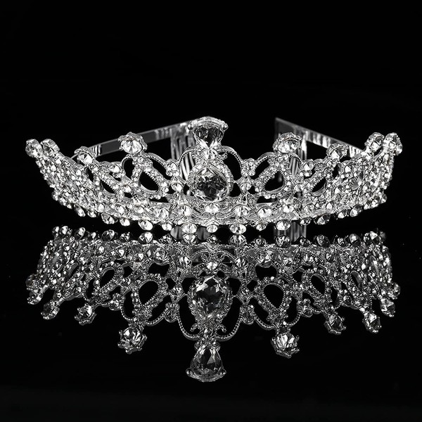 Frcolor Bridal Crystal Headband Crown Tiara with Comb for Wedding Bridal Birthday Party
