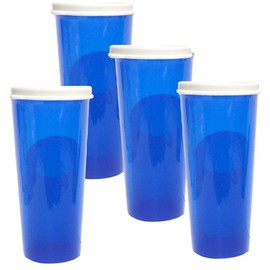 Tupperware Tumblers Straight Sided Tall Stacking Set 4 Royal Blue 16 oz with Seals