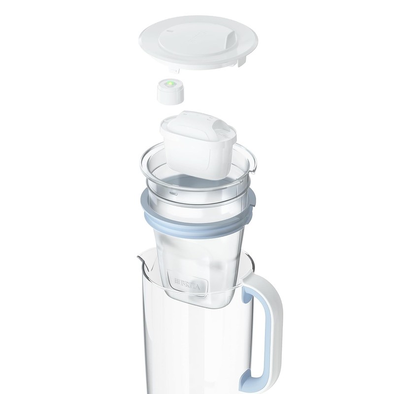 BRITA Glass Water Filter Jug Light Blue (2.5L) Starter Pack