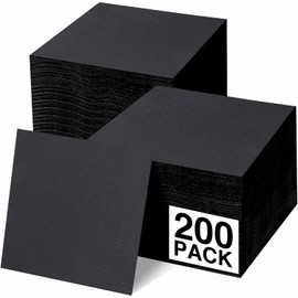 Cocktail Napkins Disposable, Black Beverage Napkins Soft and Absorbent Paper Napkins for Dinner, Party, Wedding, Or Every Day Use, 5” x 5” 2 Ply Party Napkins, Pack of 200 - By Amcrate