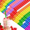 100Pcs Jumbo Smoothie Straws,Disposable Plastic Large Wide-mouthed Milkshake Straw for