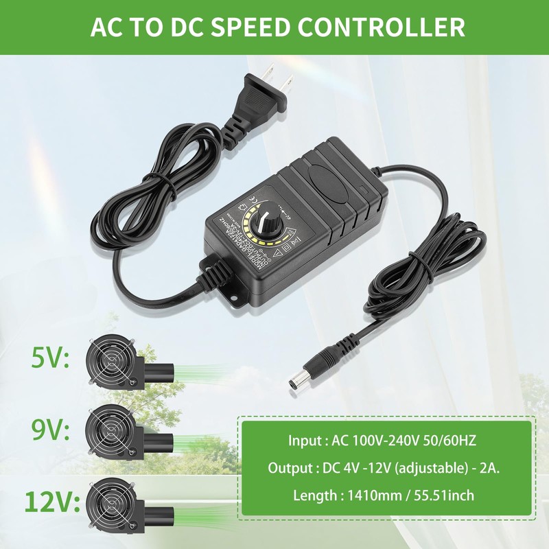 WDERAIR 97mm x 33mm BBQ Blower Fan 12V with 120V