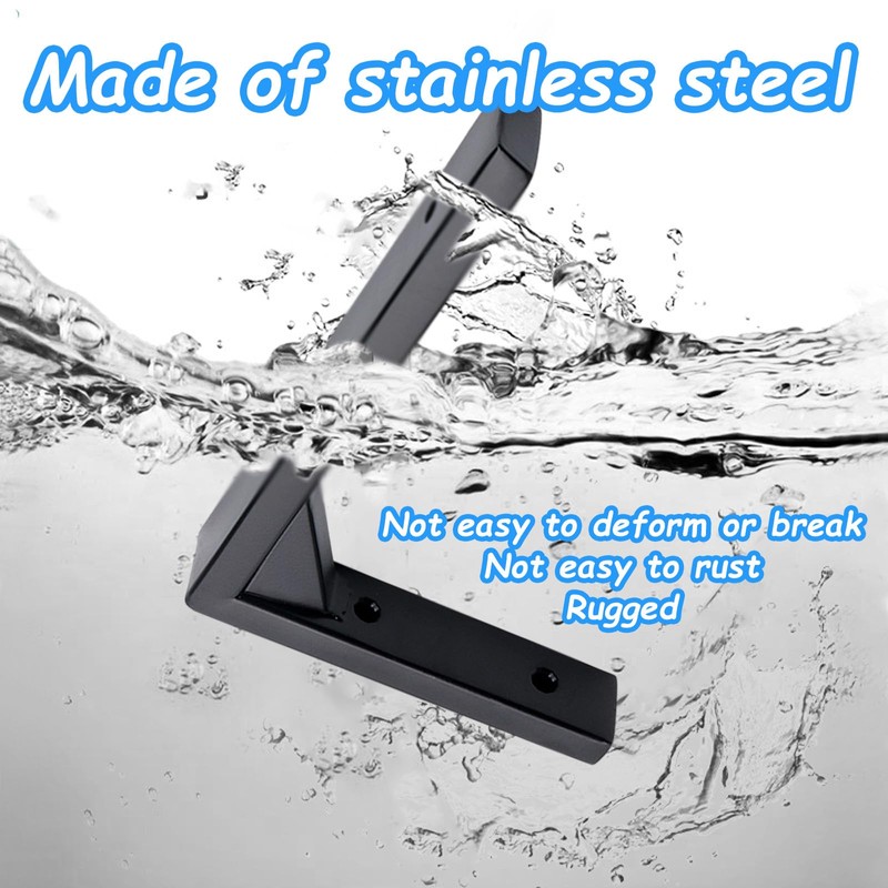 2pcs Heavy Duty Shelf Bracket, Black Wall Mount Stainless Steel