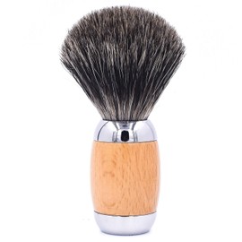 Taconic Shave Extra Density 100% Mixed Badger Luxury Shaving Brush with Deluxe Beechwood and Chrome Handle, Shaving Stand Included