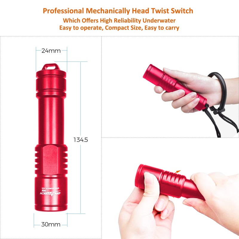 ORCATORCH D520 Scuba Dive Light 1000 Lumens Compact Diving Flashlight