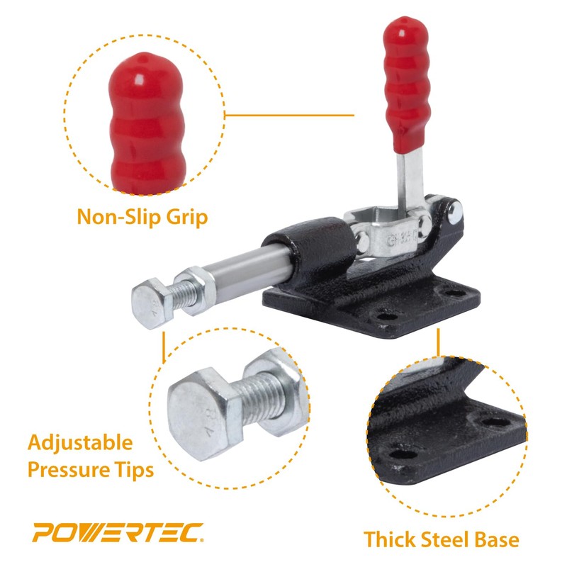 POWERTEC 4PK Push Pull Toggle Clamp, 500lbs Holding Capacity, 305CM
