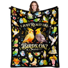 Parrot Bird Blanket Gifts for Cockatiel Lovers Soft Flannel Parrot Bird Throw Blanket Cockatiel Birthday Stuff Gifts Bedding Decor 50"x40"