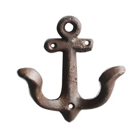 kiaotime Vintage Rustic Cast Iron Anchor Design Wall Coat Hook Rack, Decorative Wall Mounted Antique Shabby Chic Metal Home Bathroom Towel Coat Hook Hanger Rusty Brown
