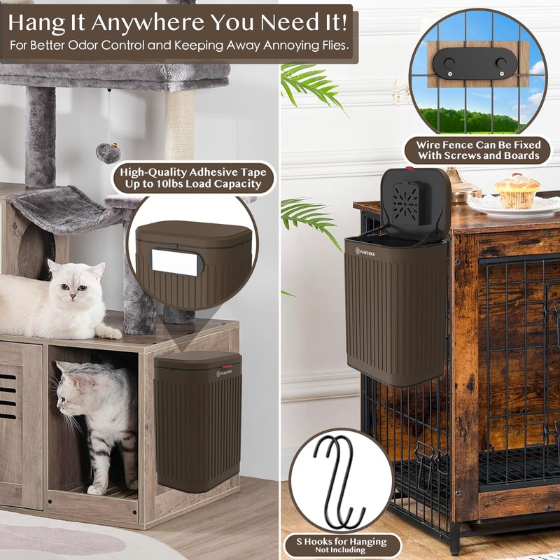 PAWZIDEA Wall Mount Dog Poop Trash Can Outside, 2.1 Gallon