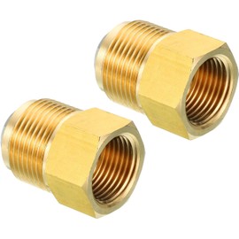 PATIKIL 5/8 SAE (7/8"-14UNF) Female Flare x 3/4 SAE (1 1/16"-14UNF) Male Flare Connectors, 2Pcs 45 Degree Brass Adapter Pipe Fitting for Air Gas Line Refrigeration HVAC