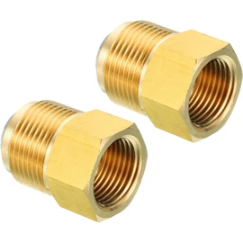 PATIKIL 5/8 SAE (7/8"-14UNF) Female Flare x 3/4 SAE (1 1/16"-14UNF) Male Flare Connectors, 2Pcs 45 Degree Brass Adapter Pipe Fitting for Air Gas Line Refrigeration HVAC
