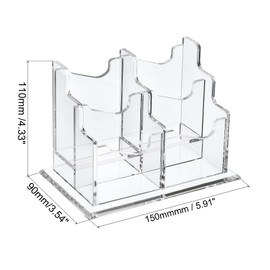 PATIKIL Business Card Holder, Acrylic Vertical 4 Slots Desktop Name Cards Display Stand for Office Desk, Clear