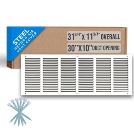 Fits 30x10 Duct Opening | Steel Return Air Grille by Handua | Vent Cover Grill for Sidewall and Ceiling | White | HVAC Cold Air Intake Grille | Outer Dimensions: 31.75"W X 11.75"H