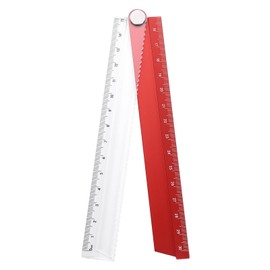 sourcing map Folding Straight Ruler 30cm Metric Aluminum Alloy Protractor Foldable Angle Ruler Geometric Measuring Tool for Architects Artists Office, Red