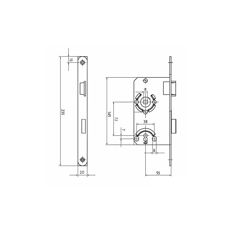 SOTECH BKS Door Lock BB Lock Class 1 Backset 55