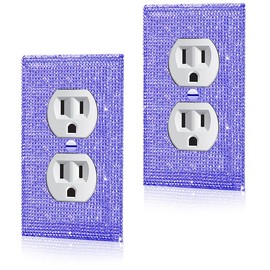 2 Pcs Shiny Purple Rhinestones Outlet Light Switch Plate Decorative Outlet Covers Rhinestone Outlet Cover Wall Plates Light Switch Cover Plate